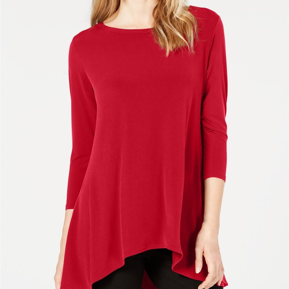 !~ Banner Red Petite High-Low Jersey Tunic Top ~!